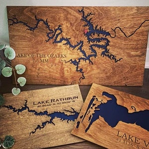 Custom Laser Cut & Engraved Lake Map