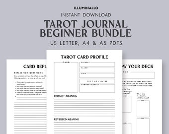 Beginner Tarot Printable, Tarot Journal Printable, Tarot Journal, Tarot Journal Download, Tarot Spreads, Learning Tarot, Tarot Workbook