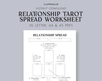 Relationship Tarot Spread Printable, Relationship Tarot Worksheet, Tarot Journal, Tarot Worksheet Printable, Printable Tarot Worksheet