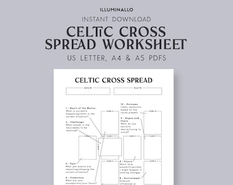 Celtic Cross Tarot Spread Printable, Celtic Cross Tarot Worksheet, Tarot Journal, Tarot Worksheet Printable, Printable Tarot Worksheet