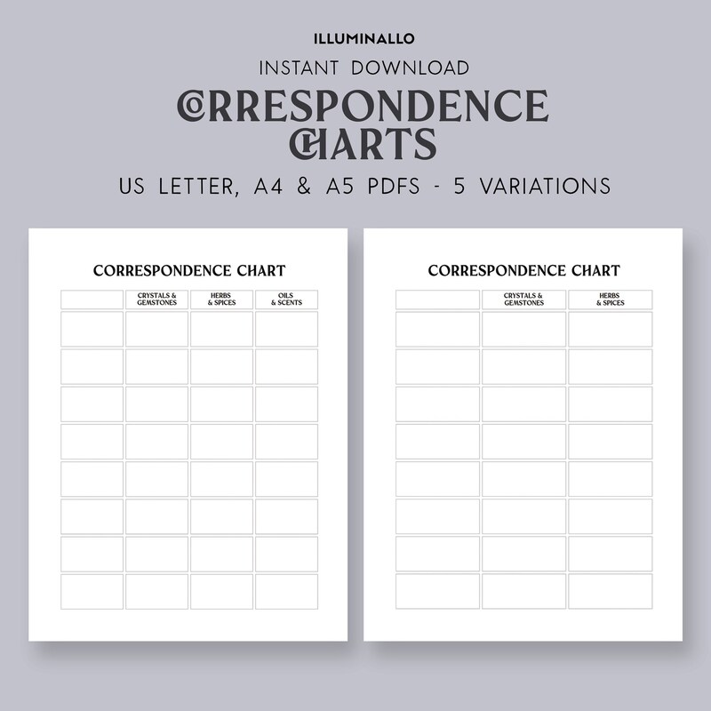 Correspondence Chart - Etsy