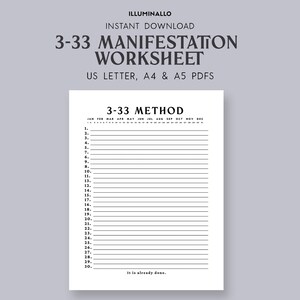 333 Manifestation Printable, Manifesting Printable, Manifesting Planner Printable, Manifest Planner, Law of Assumption, Law of Attraction