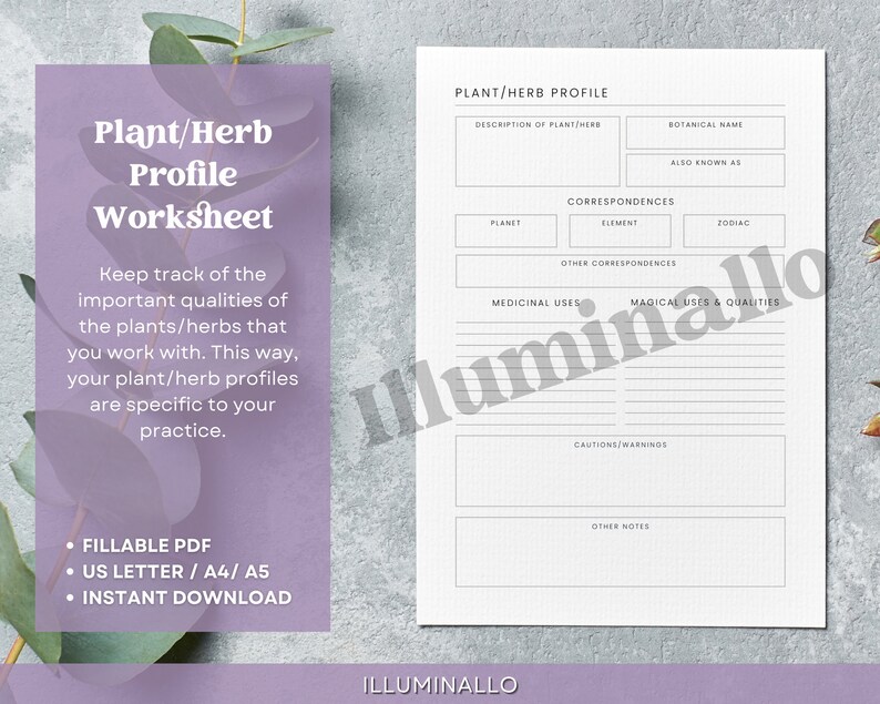 Printable Herb Profile Printable Plant Profile Printable - Etsy