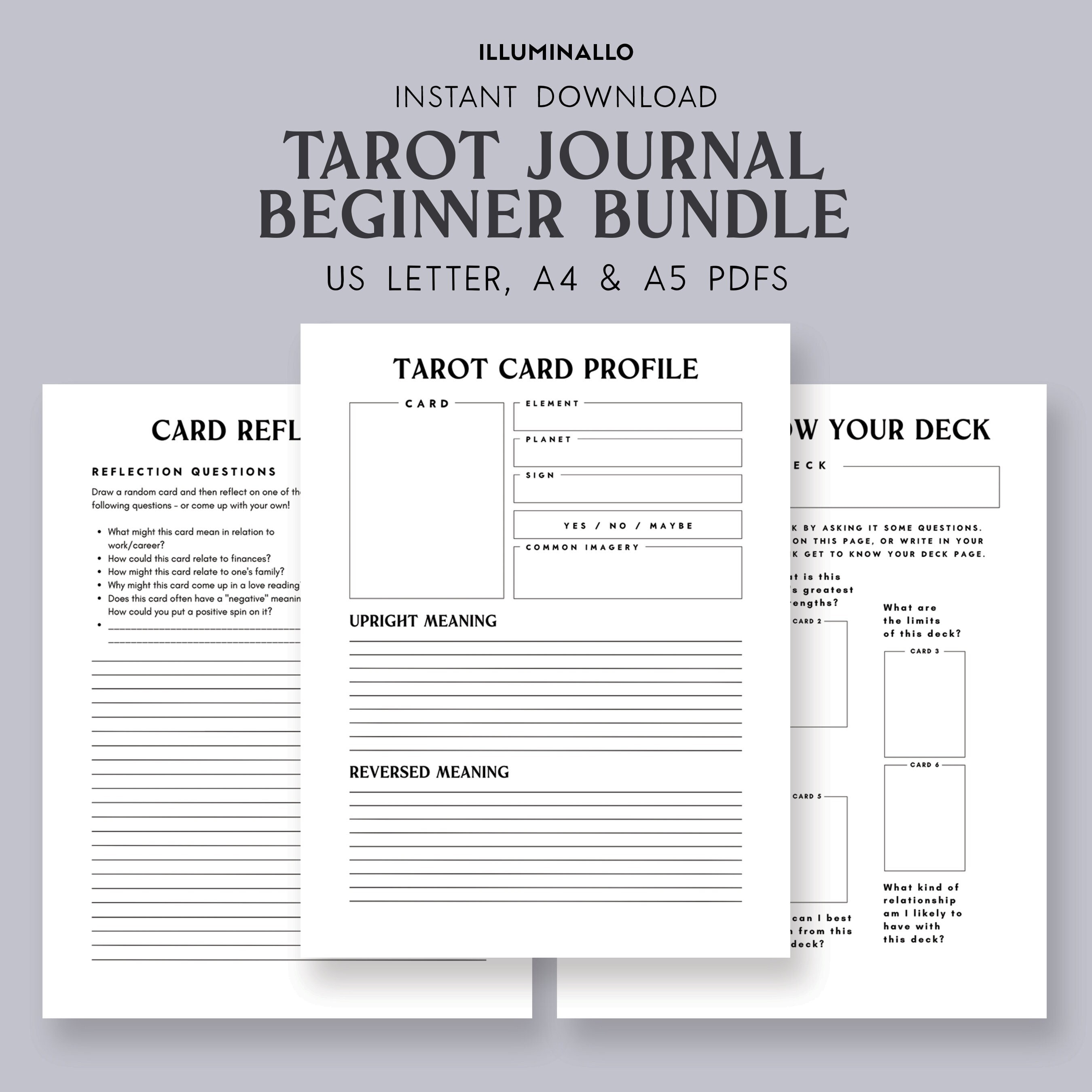 All Tarot Printable Files in Shop Printable Tarot Cards 