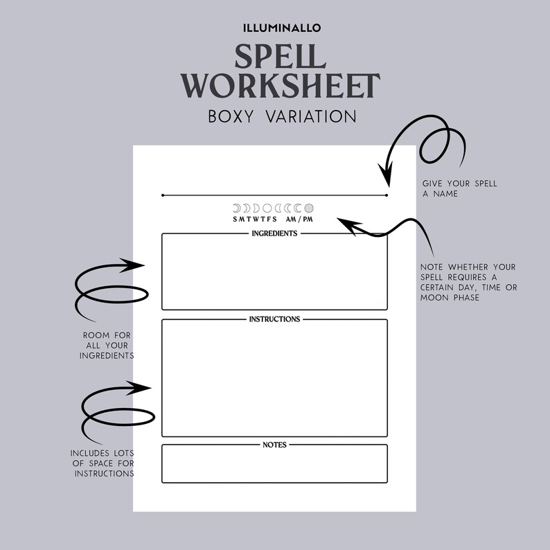 Spell Notes Activity Spellwork Worksheet, Printable Spellwork PDF, Printable Witch Worksheet ...