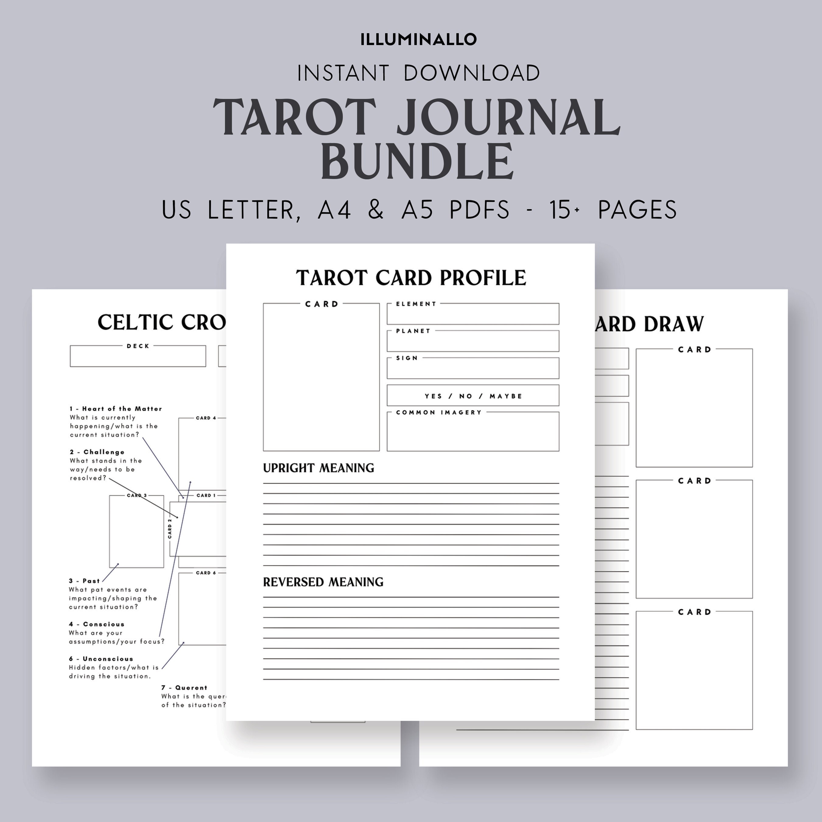 Tarot Journal Printable, Tarot Journal, Tarot Workbook, Tarot Journal ...