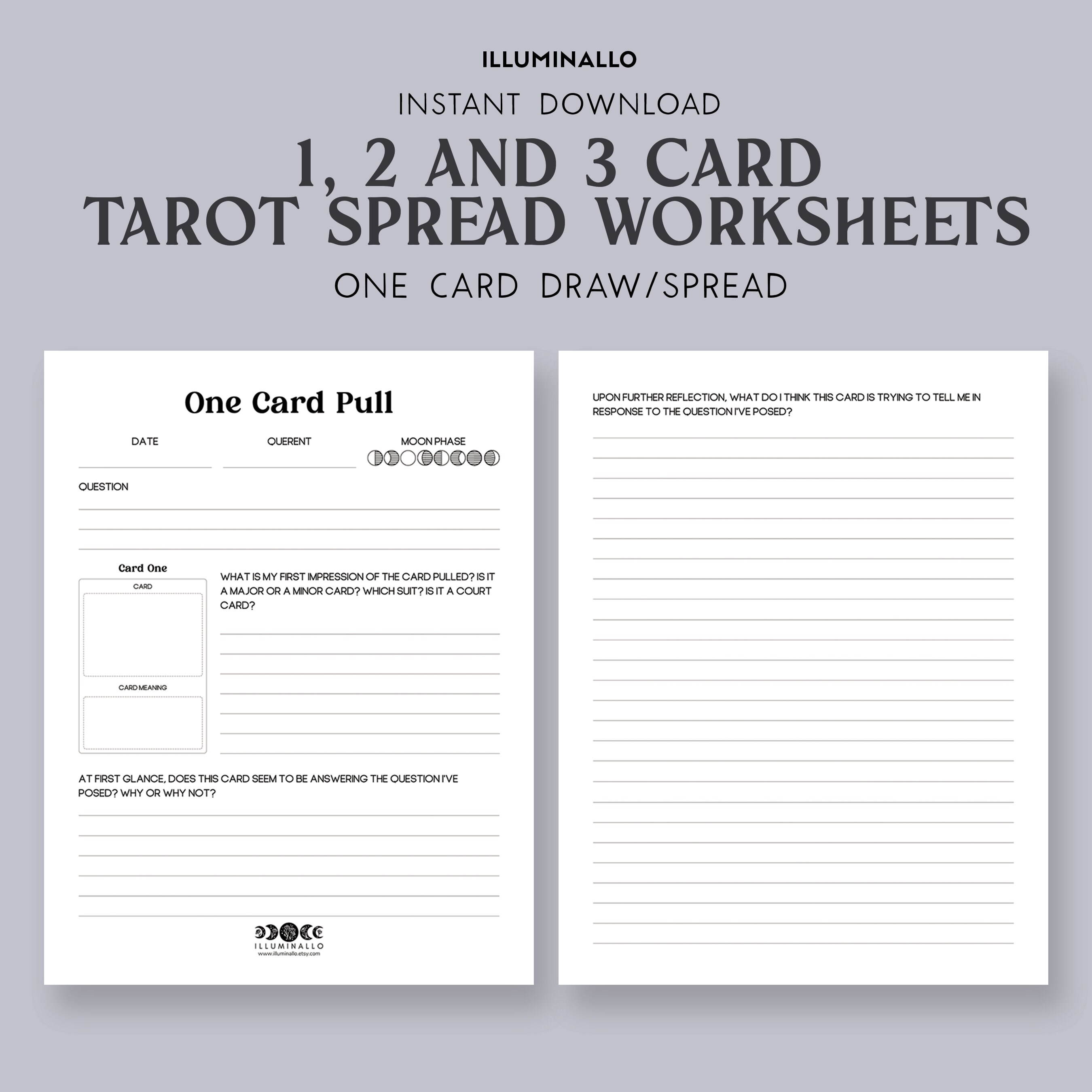 Tarot Worksheet, Tarot Spread Printable, Tarot Workbook Page, Tarot ...
