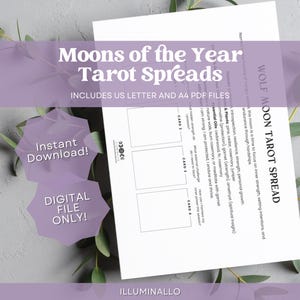 Printable Full Moon Tarot Spreads, Full Moon Tarot, Full Moon Self Reflection, Witchy Printable, Grimoire Pages Printable, Tarot Reader PDF