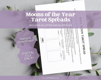 Printable Full Moon Tarot Spreads, Full Moon Tarot, Full Moon Self Reflection, Witchy Printable, Grimoire Pages Printable, Tarot Reader PDF