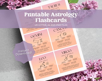 Astrology Flashcards, Printable Astrology Flashcards, Zodiac Flashcard, Learn Astrology, Astrological Sign, Astrology Printable, Zodiac Sign