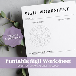 Sigil Making Printable Worksheet, Grimoire Pages Printable, Printable Witchcraft Resources, Sigil Worksheet Printable, Witchcraft PDF