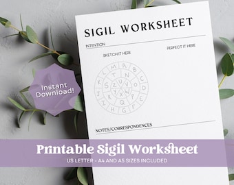Sigil Making Printable Worksheet, Grimoire Pages Printable, Printable Witchcraft Resources, Sigil Worksheet Printable, Witchcraft PDF