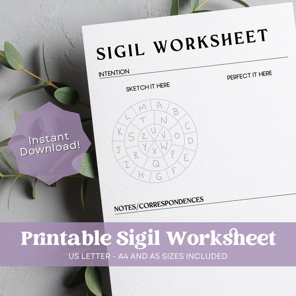 Sigil Making Printable Worksheet, Grimoire Pages Printable, Printable Witchcraft Resources, Sigil Worksheet Printable, Witchcraft PDF