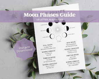 Moon Phases Printable Grimoire Page, Printable Grimoire Page, Witchcraft Printable, Spellwork Printable, Printable Witchcraft, Letter A4 A5