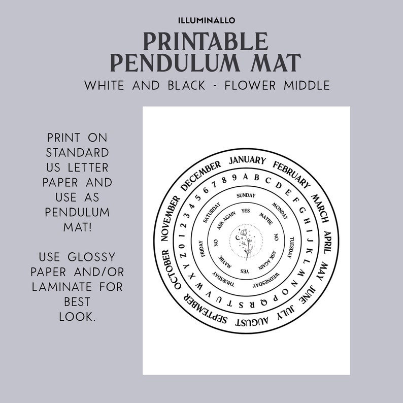 Pendulum Board Printable, Pendulum Mat Printable, Downloadable Pendulum ...
