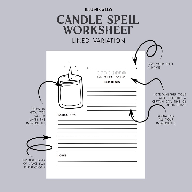 Candle Magic Worksheet, Candle Spell Worksheet, Printable Witch ...