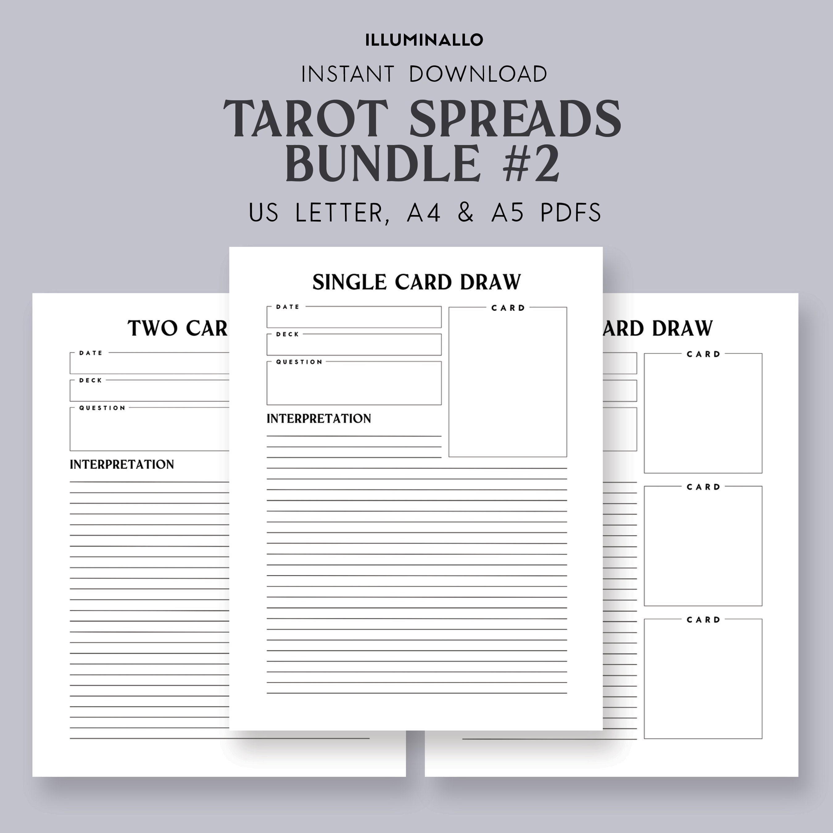 Tarot Spreads, Tarot Journal Printable, Tarot Workbook, Two Card Spread ...