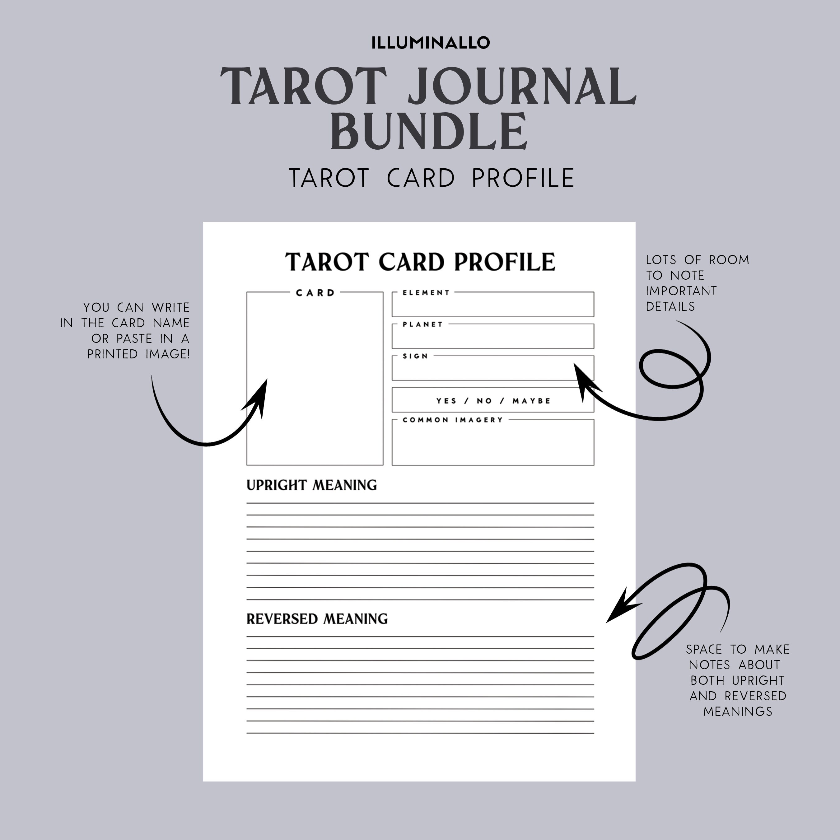 Tarot Journal Printable Tarot Journal Tarot Workbook Tarot Journal