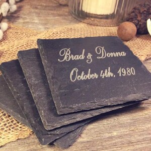 8 pc. Personalized Marriage Bundle Page 1 - 3 Slate Drink Coaster