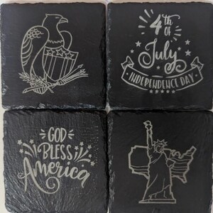 8 pc. Personalized Patriot Bundle Slate Drink Coaster