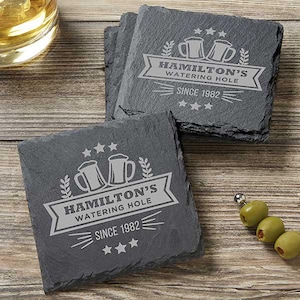 8 pc. Personalized His Bundle Page 1 - 5 Slate Drink Coaster
