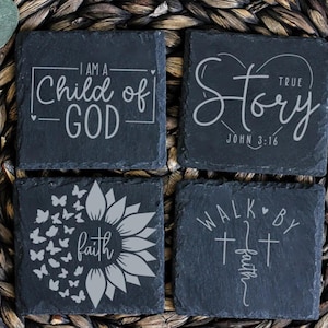 8 pc. Personalized Religion Bundle Page 1 - 5 Slate Drink Coaster