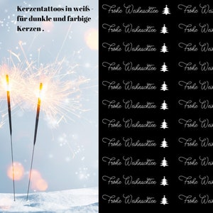 FROHE WEIHNACHTEN Kerzentattoo, Tattoofolie, Kerzensticker, Wasserschiebefolie