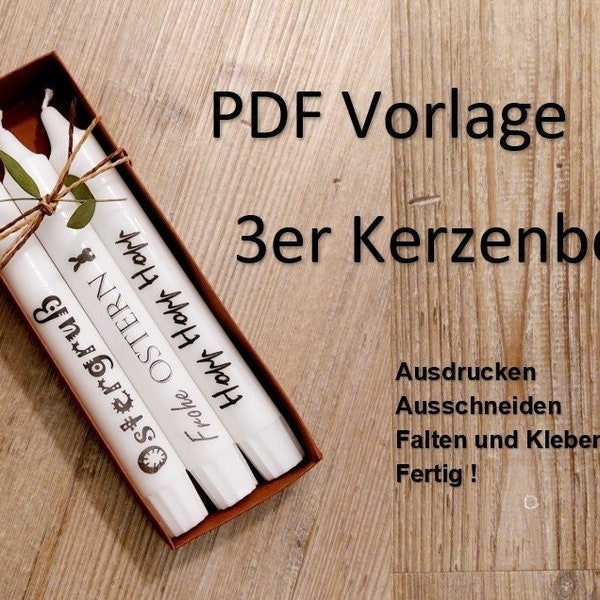 PDF Vorlage 3er Kerzenbox, Kerzenschachtel Box für Kerzen, Geschenkverpackung für Kerzen