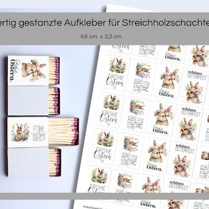 Sticker und Sprüche für Streichholzschachteln Ostern
