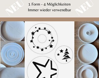 Schablonen für Silikonformen 3er Set Tellerschablonen Weihnachten