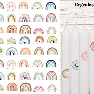 REGENBOGEN  Kerzentattoo, Tattoofolie, Kerzensticker, Wasserschiebefolie