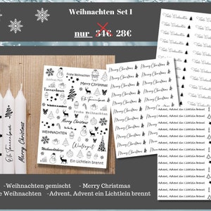 WEIHNACHTEN Kerzentattoos, Tattoofolie, Kerzensticker, Wasserschiebefolie