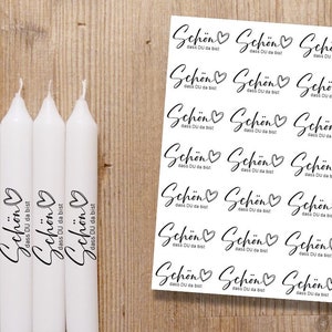 Guest gifts 21 lettering for small candles, wedding, communion confirmation, baptism, candle tattoos, candle foils, sliding water foil