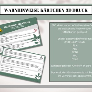 Sicherheitshinweise Karten für 3D-Druck