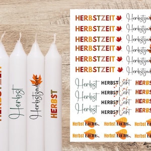 Kerzenfolie HERBST Herbstzauber Kerzentattoo, Tattoofolie, Kerzensticker, Wasserschiebefolie