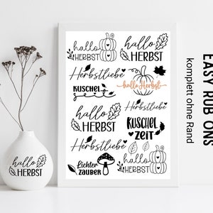 Rub Ons Herbst komplett randlos Sticker, Rubbelsticker für Raysin Keraflott, Holz, Glas etc.
