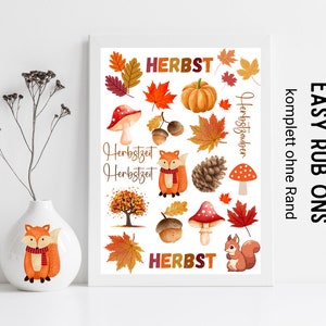Rub Ons Herbst komplett randlos Sticker, Rubbelsticker für Raysin Keraflott, Holz, Glas etc.