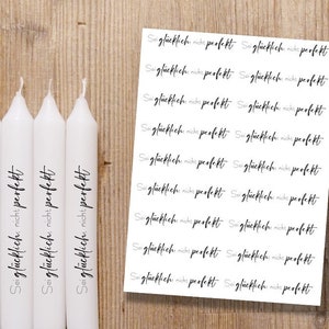 SEI glücklich NICHT perfekt  Kerzentattoo, Gastgeschenke, Tattoofolie, Kerzensticker, Wasserschiebefolie, Sticker