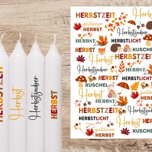 Kerzenfolie HERBST Herbstzauber Kerzentattoo, Tattoofolie, Kerzensticker, Wasserschiebefolie