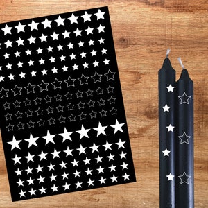 Kerzenfolie FROHE WEIHNACHTEN Sterne Kerzentattoo, Tattoofolie, Kerzensticker, Wasserschiebefolie