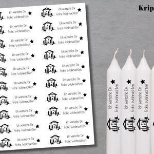Kerzenfolie FROHE WEIHNACHTEN KRIPPE Kerzentattoo, Tattoofolie, Kerzensticker, Wasserschiebefolie
