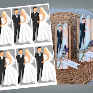 Hochzeit Brautpaar Kerzentattoo, Tattoofolie, Kerzensticker, Wasserschiebefolie, Folie für Kerzen