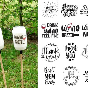 Gartenfackel 2 bunte Kerzentattoos für Grablichter Gartenfackeln, Gastgeschenke, Tattoofolie, Kerzensticker, Wasserschiebefolie, Sticker