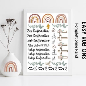 Easy Rub Ons Konfirmation komplett randlos Sticker, Rubbelsticker für Raysin Keraflott, Holz, Glas etc.