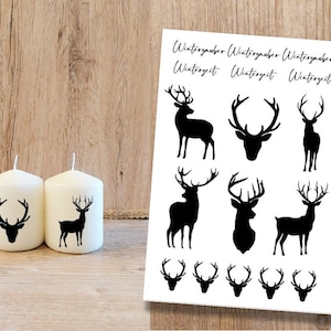 Hirsch A5 Weihnachten Kerzentattoo, Kerzenfolie Tattoofolie, Kerzensticker, Wasserschiebefolie