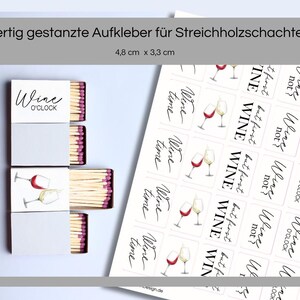 Sticker und Sprüche für Streichholzschachteln Wein