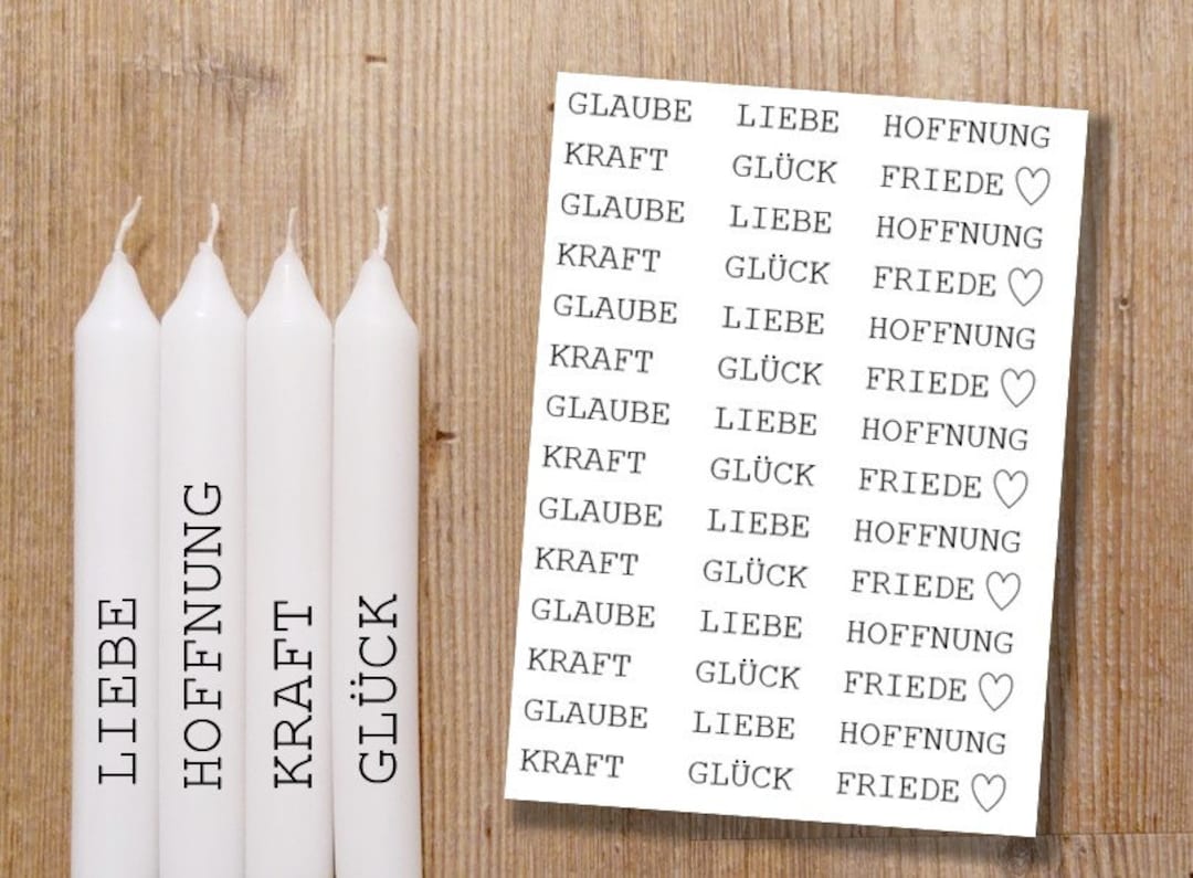 KRAFT LIEBE HOFFNUNG Glaube Glück Friede Sprüche Kerzentattoo