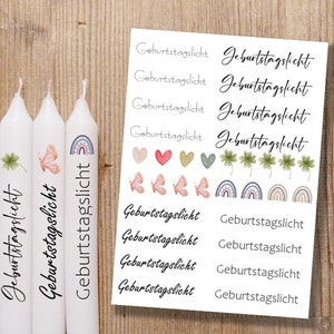 GEBURTSTAGSLICHT bunt Kerzentattoo, Gastgeschenke, Tattoofolie, Kerzensticker, Wasserschiebefolie, Sticker