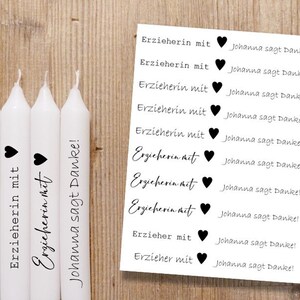 Erzieherin personalisiertes Geschenk Kerzentattoos, Kerzenfolien, Wasserschiebefolie