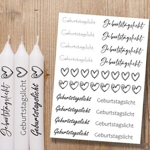 GEBURTSTAGSLICHT Kerzentattoo, Gastgeschenke, Tattoofolie, Kerzensticker, Wasserschiebefolie, Sticker